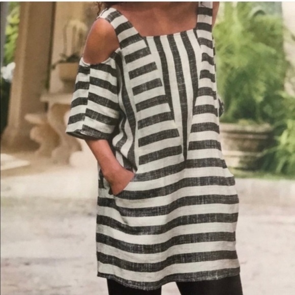 Soft Surroundings‎ Cold Shoulder Linen Top - Picture 1 of 12